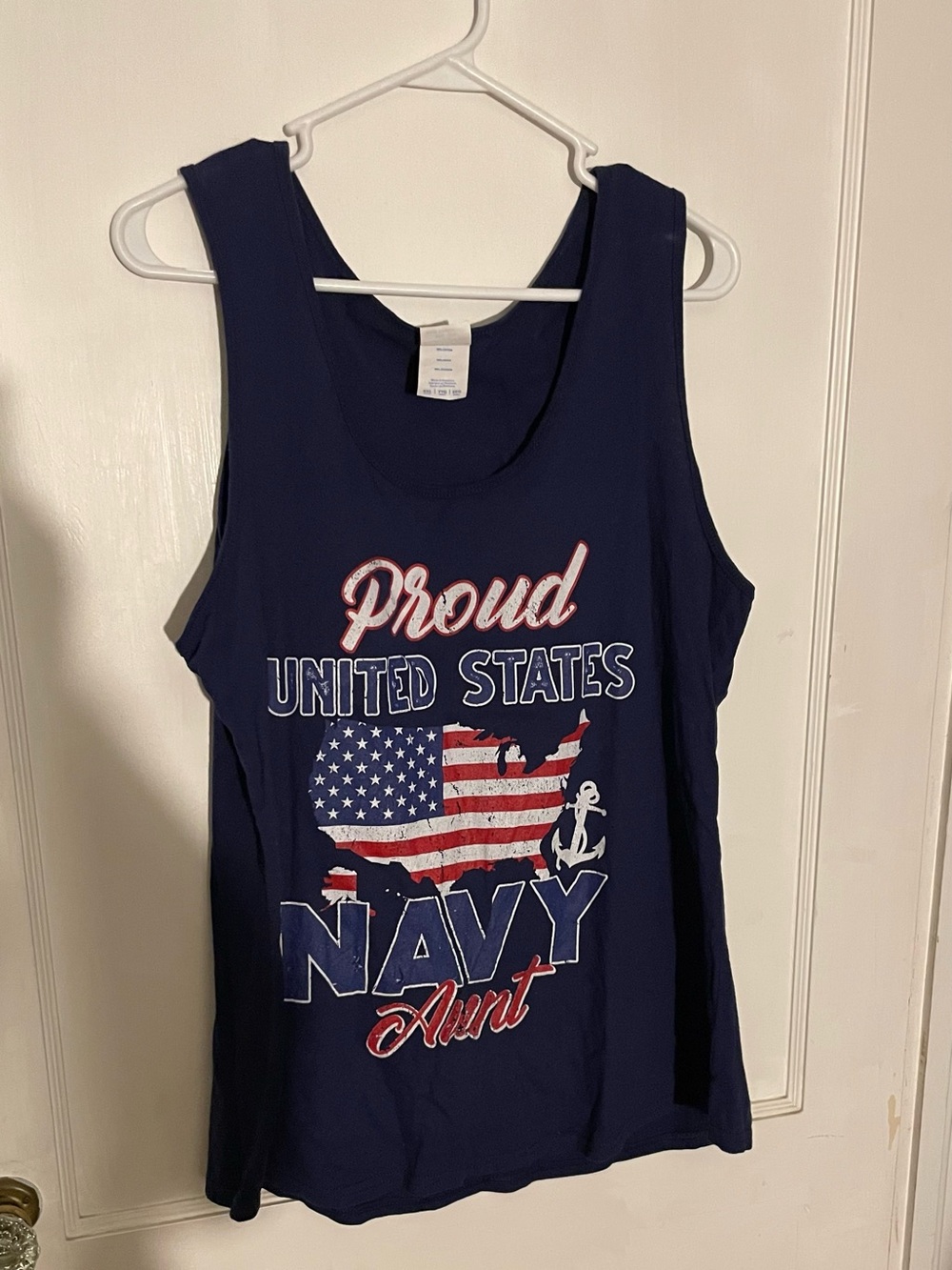 Proud United States Navy Aunt Navy Blue Tank Top
